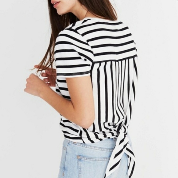 Madewell Tops - Madewell striped tie back top SZ S